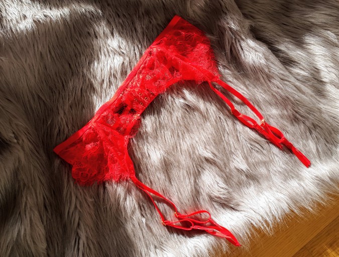 Naughty And Nice: John Lewis Valentines Day Lingerie by Fashion Du Jour LDN. Red lace suspenders