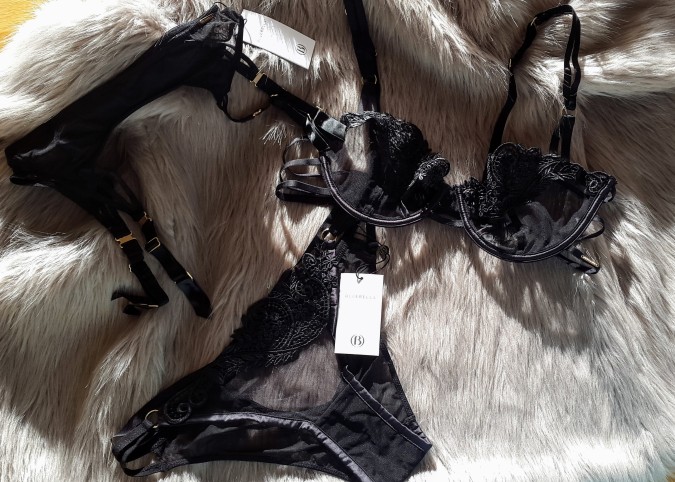 Naughty And Nice: John Lewis Valentines Day Lingerie by Fashion Du Jour LDN. Black Lingerie set, back lace bra, pants and suspenders