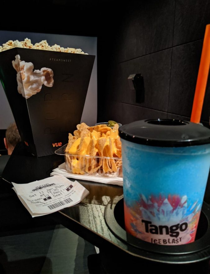 A Perfect Vue of The Gentlemen: Our Trip To Vue, Cheshire Oaks by Fashion Du Jour LDN. Vue Cinema, Film, Guy Ritchie, Snacks, Popcorn, Tango Ice Blast, Nachos, Recliner chairs